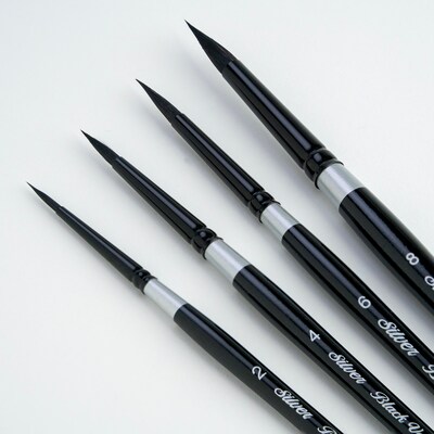 Silver Brush Black Velvet Medium Round Brushes, 4/Pack (SLVBV3055)