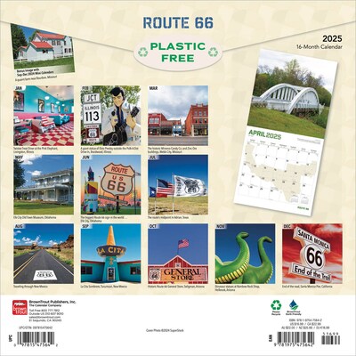 2025 BrownTrout Route 66 12 x 24 Monthly Square Wall Calendar, (9781975475642)