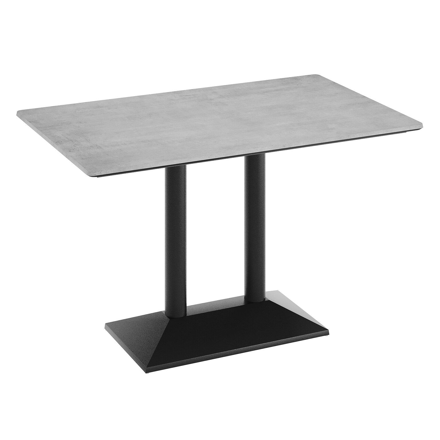 Flash Furniture Acadia Wooden Dining Table with Dual Column Base, 30D x 48W, Gray Faux Concrete/Black Base (ST3048CGTB002B)