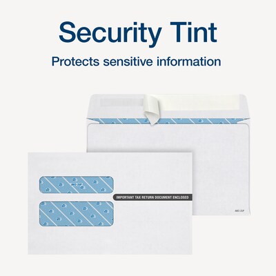 Adams 2025 W-2 Envelopes, Double-Window Design, Security Tinted, Peel & Seal Self-Seal Closure, White, 25/Pack (STAX2-25)