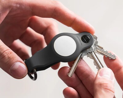 KeySmart AirTag Keyring, Premium Rubber - Black