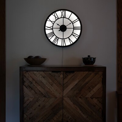 La Crosse Clock 19.7" Edison Analog Quartz Lighted Wall Clock (404-3450B)