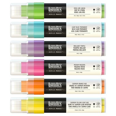 Liquitex Professional Acrylic Paint Marker, Wide Tip 15 mm, Vibrant Colors, 6/Pack (LIQ3699246)