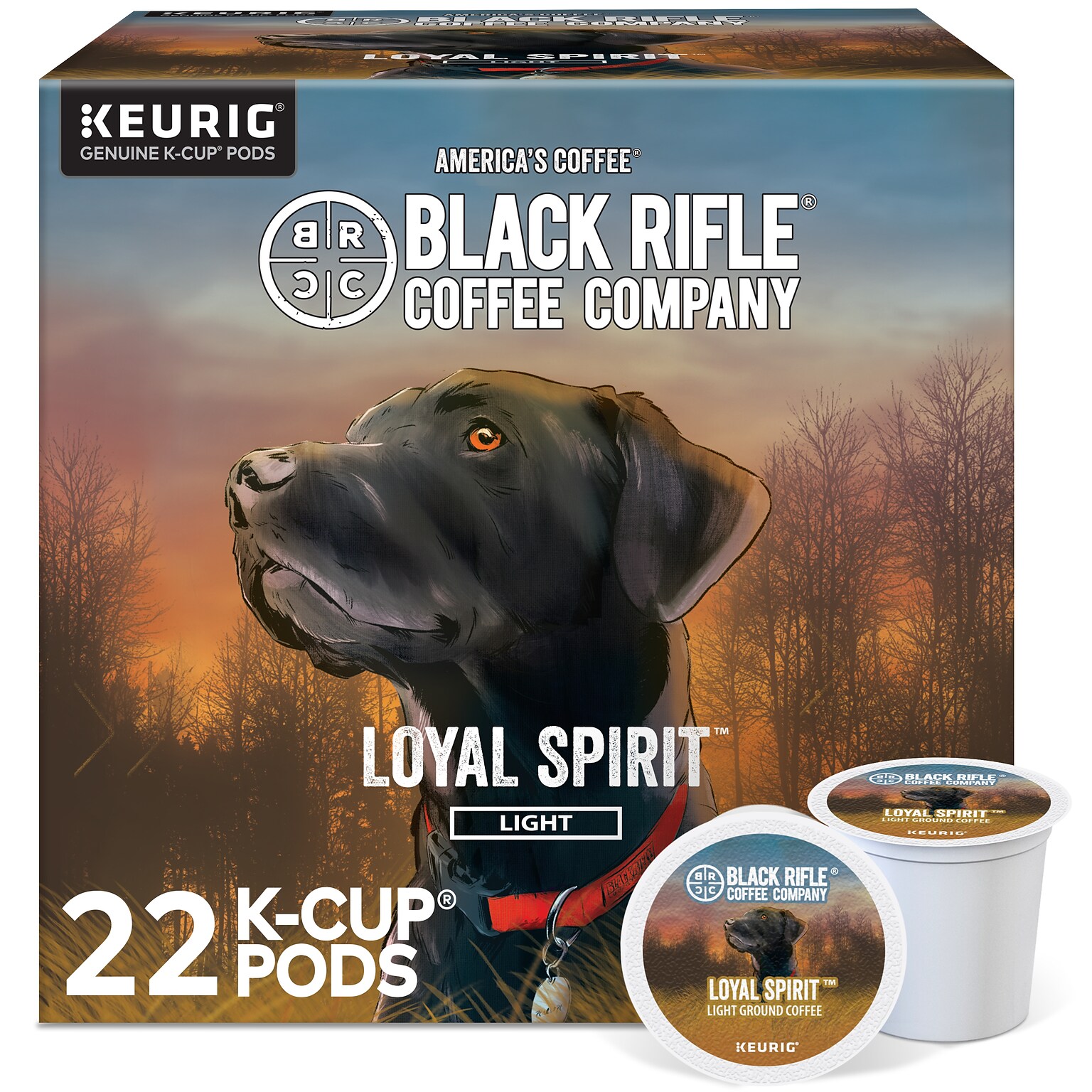 Black Rifle Coffee Company Loyal Spirit Coffee Keurig® K-Cup® Pods, Light Roast, 22/Box (5000384046)