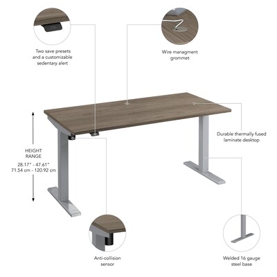 Bush Business Furniture Move 40 Series 60"W Electric Height Adjustable Standing Desk, Modern Hickory/Cool Gray (M4S6030MHSK)