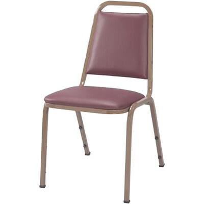 KFI® Vinyl Dome Seat Stacking Chairs; Burgundy Vinyl/Mocha Frame
