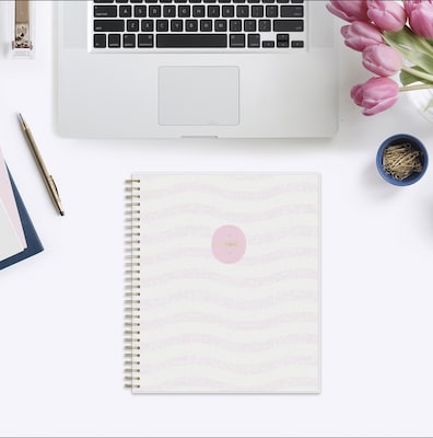 2026-2027 Blue Sky 8" x 10" Academic Year Monthly Planner, Plastic Cover, Wavy Pink (159102)