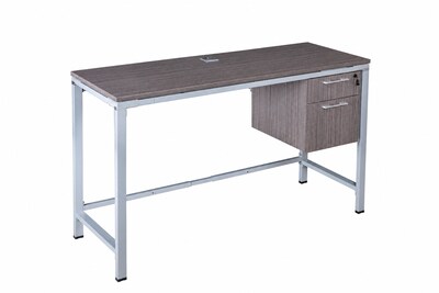 Boss Office Products Simple System 48W Desk with 1-Pedestal, Driftwood (SGSD032-110)