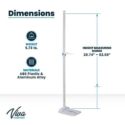 Viva Comfort Stadiometer Portable Height Measuring Rod, White (ADIME907-01-MK)