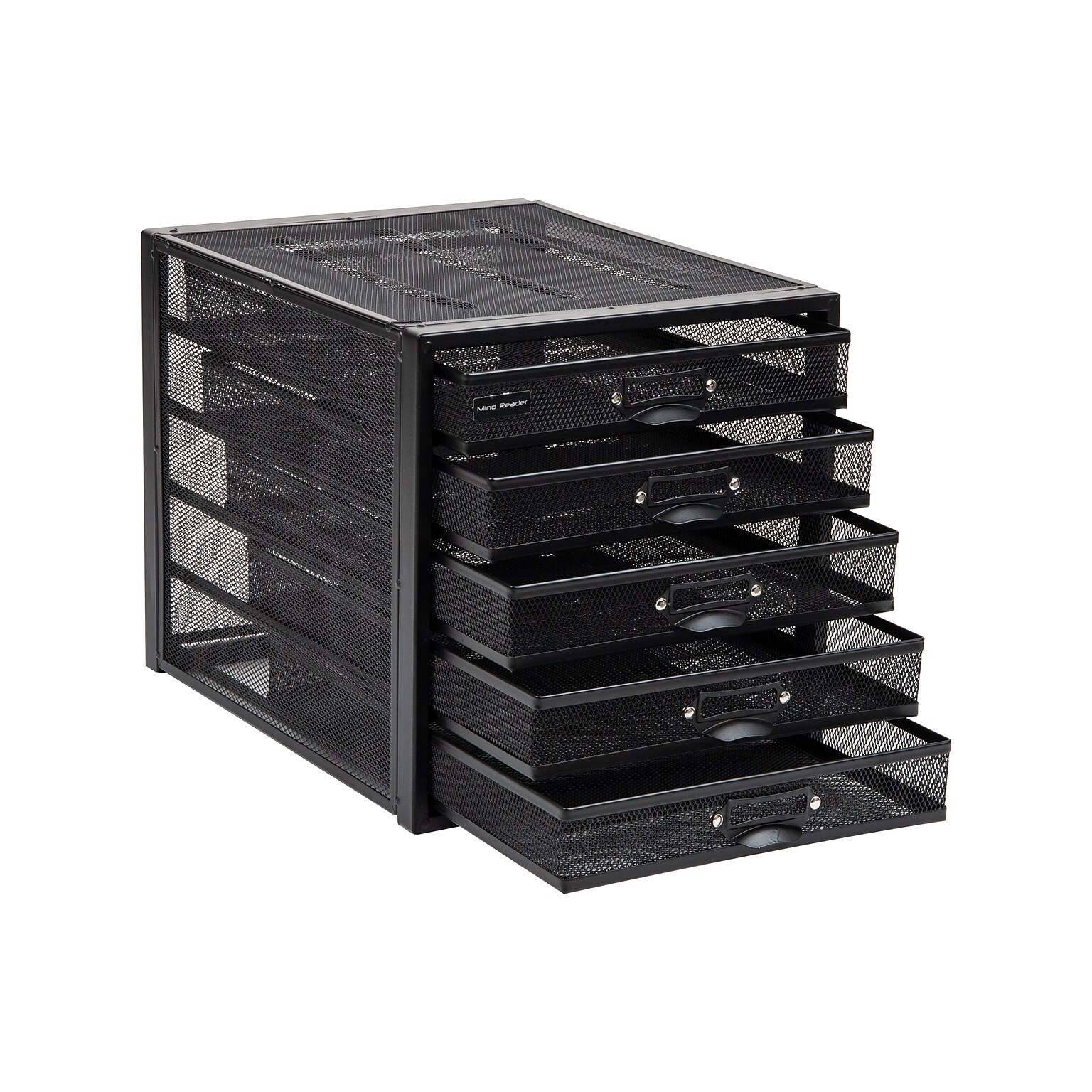 Mind Reader 5-Compartment Metal Mesh File Storage Drawers, Black (5CABMESH-BLK)