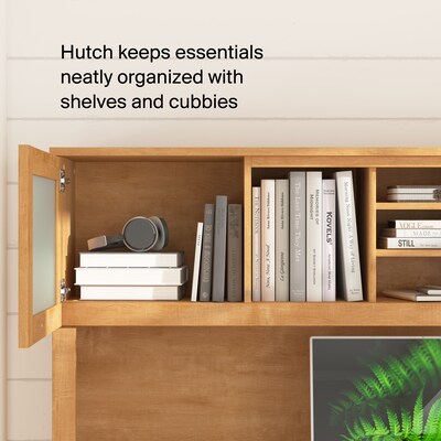 Bush Home Somerset 72" W L Shaped Computer Desk with Hutch, Maple Cross (SET001MC)