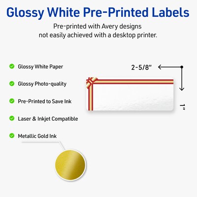 Avery Rectangle Multipurpose Labels, 1 x 2-5/8, White, 160/Pack (19479370587)