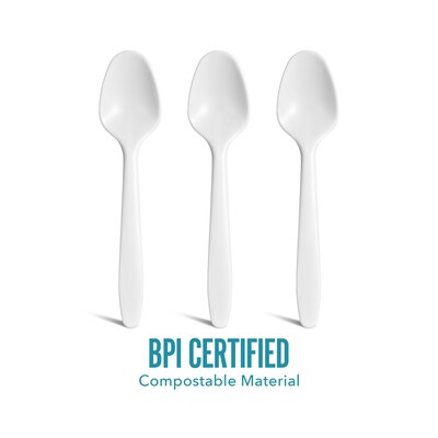 Perk™ Compostable PLA Spoon, Medium-Weight, White, 300/Pack (PK56203)