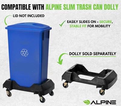 Alpine Industries Polypropylene Recycling Bin, 23 Gallon, Blue, 2/Pack (ALP477-R-BLU-PKG3-2)