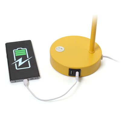 Simple Designs Sleek Essentials LED Desk Lamp, 15.2", with USB Ports, Yellow (LD1072-YLW)
