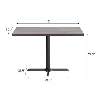 Flash Furniture Bennett Wooden Commercial Indoor Table, 48" x 30", Dark Brown Top/Black Base (GSF3048DBT2230)