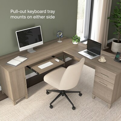 Bush Home Somerset 72"W L Shaped Office Desk with Storage, Ash Gray (WC81610K)