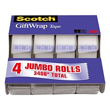 Scotch Gift Wrap Tape with Dispenser, 3/4 x 23.61 yds., 4 Rolls (415)