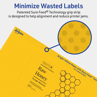 Avery Rectangle Laser/Inkjet Multipurpose Labels, 2.5" x 4", Bright Yellow (120/Box)
