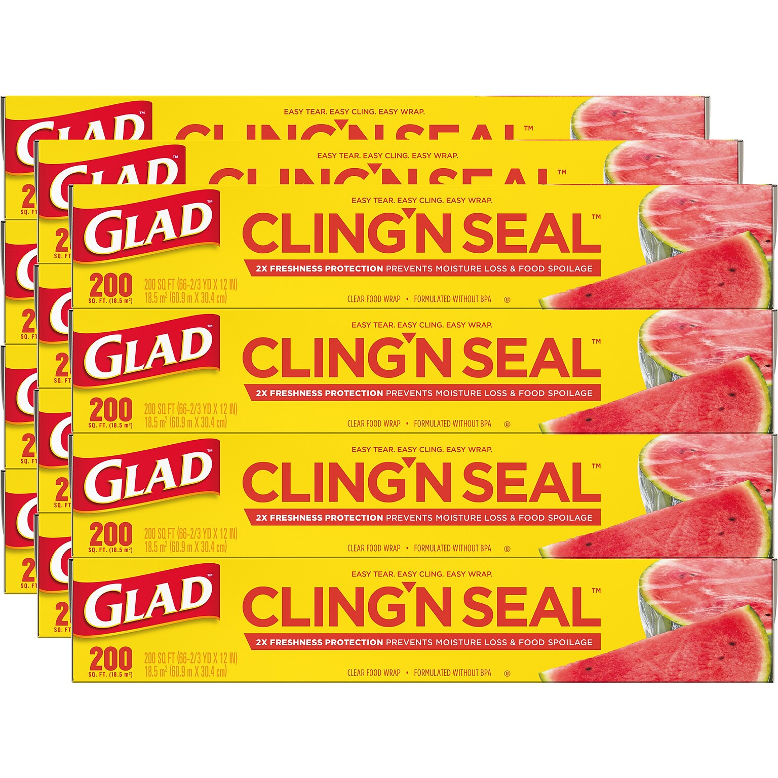 Glad ClingN Seal Plastic Food Wrap, 200 Sq. Ft., 12/Carton (00020)