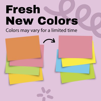 Post-it Super Sticky Notes, 4" x 6", Neon Fizz Collection, 45 Sheet/Pad, 8 Pads/Pack (6445SSP)