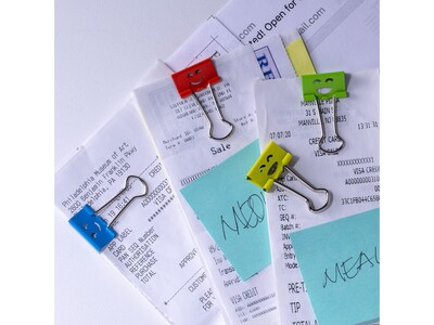 Officemate Smiling Face Small Binder Clips, 0.38 Capacity, Assorted Colors, 42 Clips/Pack (31090)