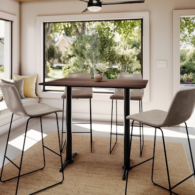 Flash Furniture Acadia Wooden Dining Table with T-Bases, 30"D x 48"W, Dark Brown/Black Base (ST3048WBRT0522B)