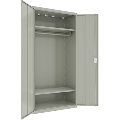 Lorell Fortress Series 72" Steel Wardrobe Storage Cabinet With 2-Shelves, Light Gray (LLR03089)
