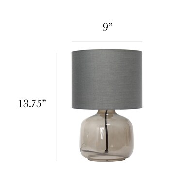 Simple Designs Glass Table Lamp Fabric Shade, Smoke with Gray Shade (LT2064-SMG)