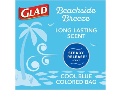 Glad 4-Gallon Trash Bag, 0.5 mil, Febreze Freshness Beachside Breeze, Blue, 80 Bags/Box (79155) | Quill
