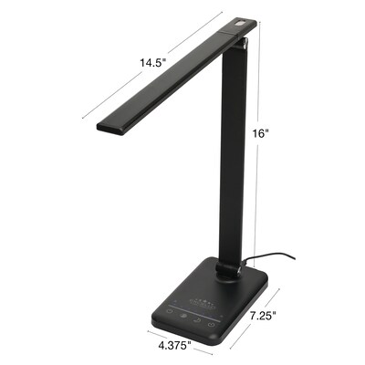 Excello Global Products Wellness Series LED Desk Lamp, 16", Black (EGP-DL-12-BLK)