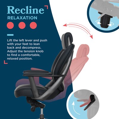 La-Z-Boy Vannes Ergonomic Polyurethane Swivel Executive Chair, Black (60101-BLK)