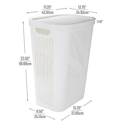 Mind Reader 15.85-Gallon Slim Laundry Hamper with Lid, Plastic, White (HBIN60-WHT)