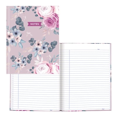 Blueline Fashion Hard Cover Index Notebook, 7.25 x 9.25, College Ruled, 96 Sheets, Lavender Floral