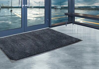 M + A Matting Classic MicroLuxx Commercial Wiper Entrance Floor Mat, 3' x 5', Midnight Grey (12016735150)