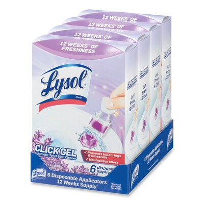 Lysol Click Gel Toilet Bowl Cleaner, Lavender Fields, 6/Pack, 4 Packs/Carton (192008906000)