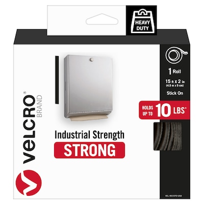 Velcro 90199 Industrial Strength Sticky-Back Hook and Loop Fastener Strips,  4 x 2, Black