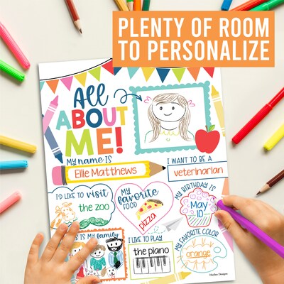 Hadley Designs 11" x 14" Colorful Star Student Read All About Me Posters, 20/Set (HDDX004A2D8KJ)