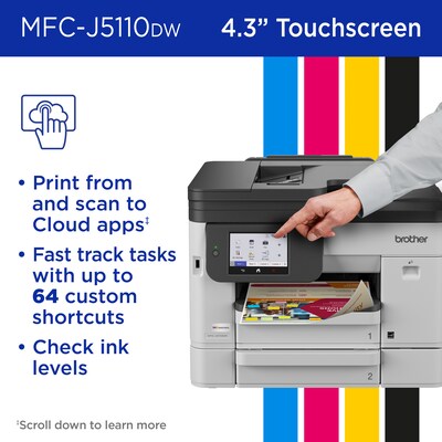 Brother INKvestment MFC-J5110DW Wireless Color All-In-One Inkjet Printer, Best for Home Office