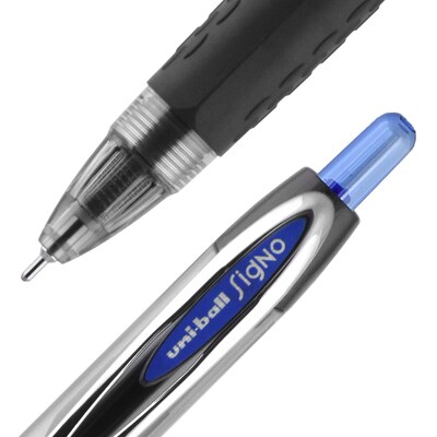 uni-ball 207 Needle Retractable Gel Pens, Medium Point, 0.7mm, Blue Ink, Dozen (1736098)