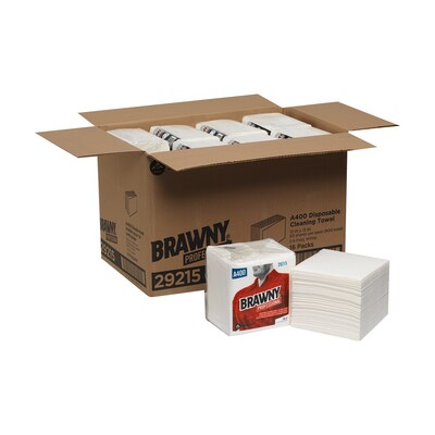 Brawny Professional A400 Cellulose Cleaning Wipers, 13" x 13", White, 800 Wipers/Box, 16/Carton (29215)
