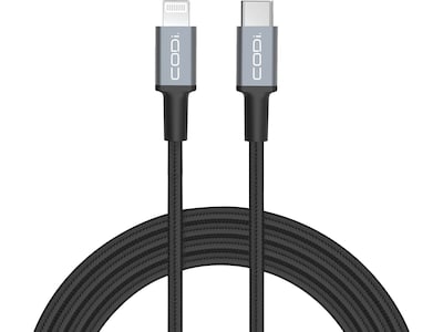 CODi Braided Lightning to USB-C Charging Cable, 6 ft, Black  (A01072)