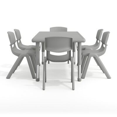 Flash Furniture Emmy Rectangular Activity Table Set, 48" x 24", Height Adjustable, Soft Gray (YCX13RECTTBSGYE)