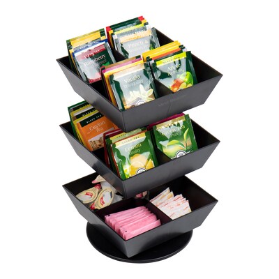Mind Reader 12-Compartment Plastic Tea and Condiment Carousel, Black (TEASWIV3T-BLK)