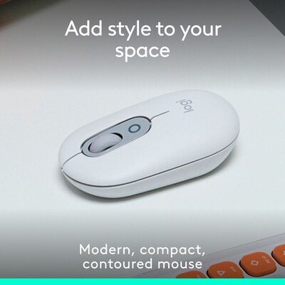 Logitech POP Wireless Ambidextrous Optical Mouse, Off White (910-007408)