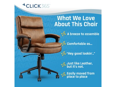 Click365 Transform 2.0 Ergonomic Bonded Leather Swivel Desk Chair, Cognac (CCHR10007A)