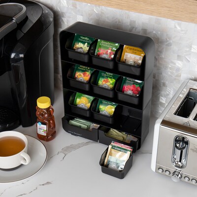 Mind Reader Plastic 11-Drawer Tea Bag Organizer, Black (TBORG-BLK)