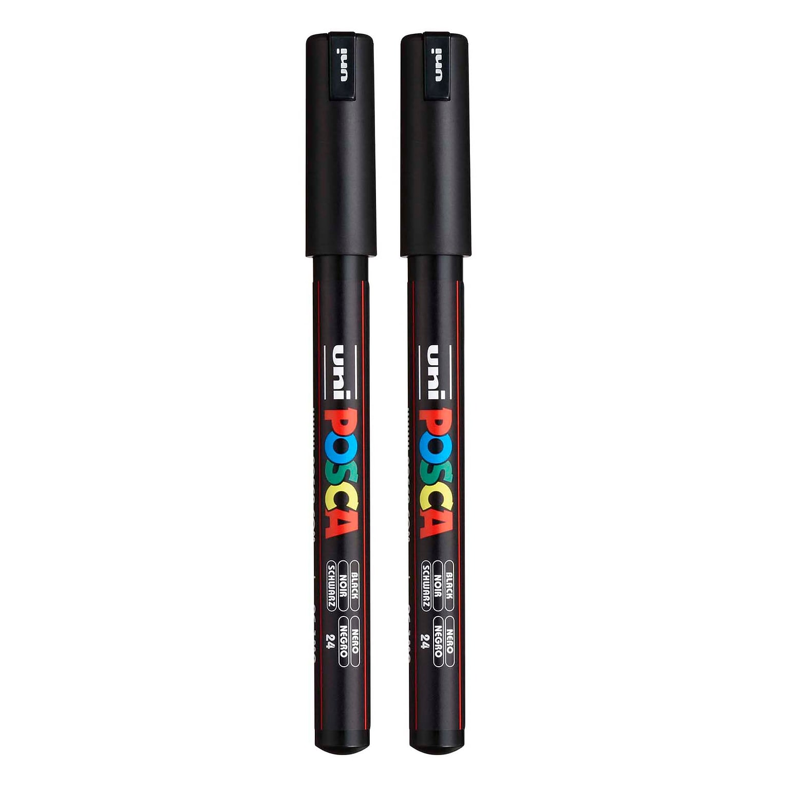 POSCA PC-1MR Water Based Paint Marker, Extra Fine Pin Tip, Black, 2/Pack (UBCPC1MRBLACK-2)