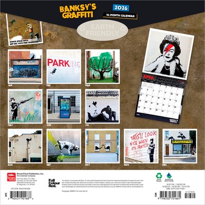 2026 BrownTrout Banksys Graffiti 12 x 12 Monthly Wall Calendar (9798330701681)