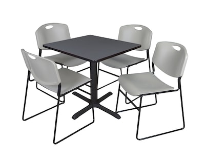 Regency 30-inch Square Laminate Table with Four Chairs, Gray (TB3030GY44GY)